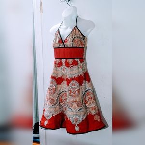 Sexy halter midi dress with tueling under layer